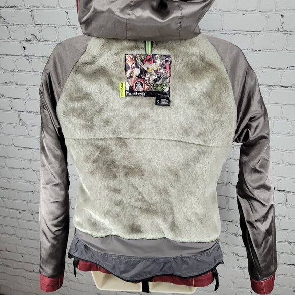 Burton Red Check Dryride Faux Fur Lined Insulated Dream Jacket Size Small S - Picture 5 of 16
